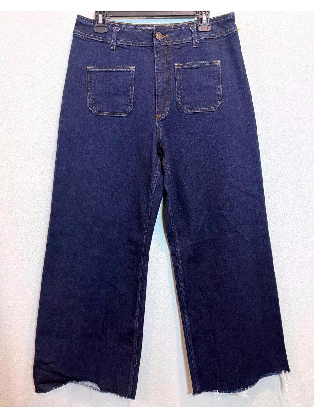 ZARA Marine Straight Dark Wash Wide Leg Jeans - Size 14 NWOT - Picture 3 of 5